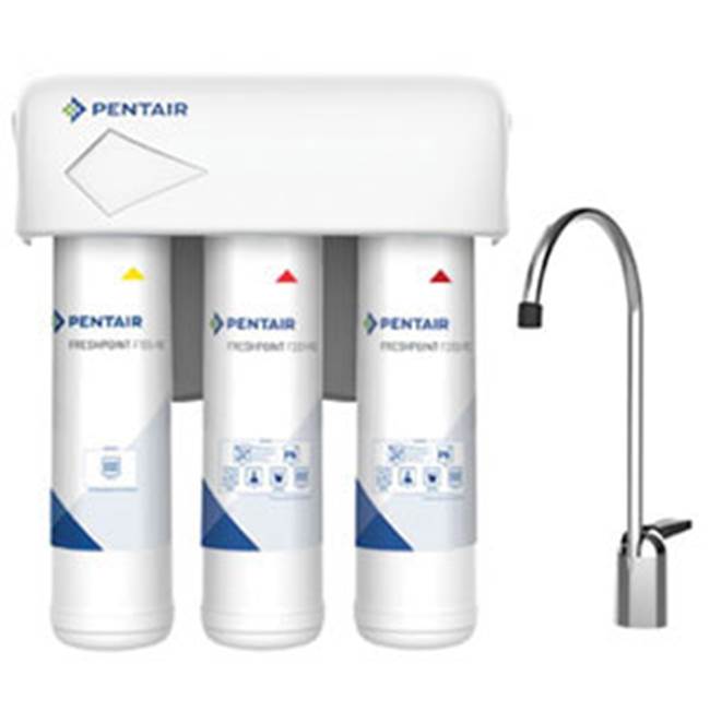 Pentair F3000-B2M, 3-Stage Filtration System, Chlorine Taste and Odor, Cysts, Lead, Sediment, VOCs, Monitored