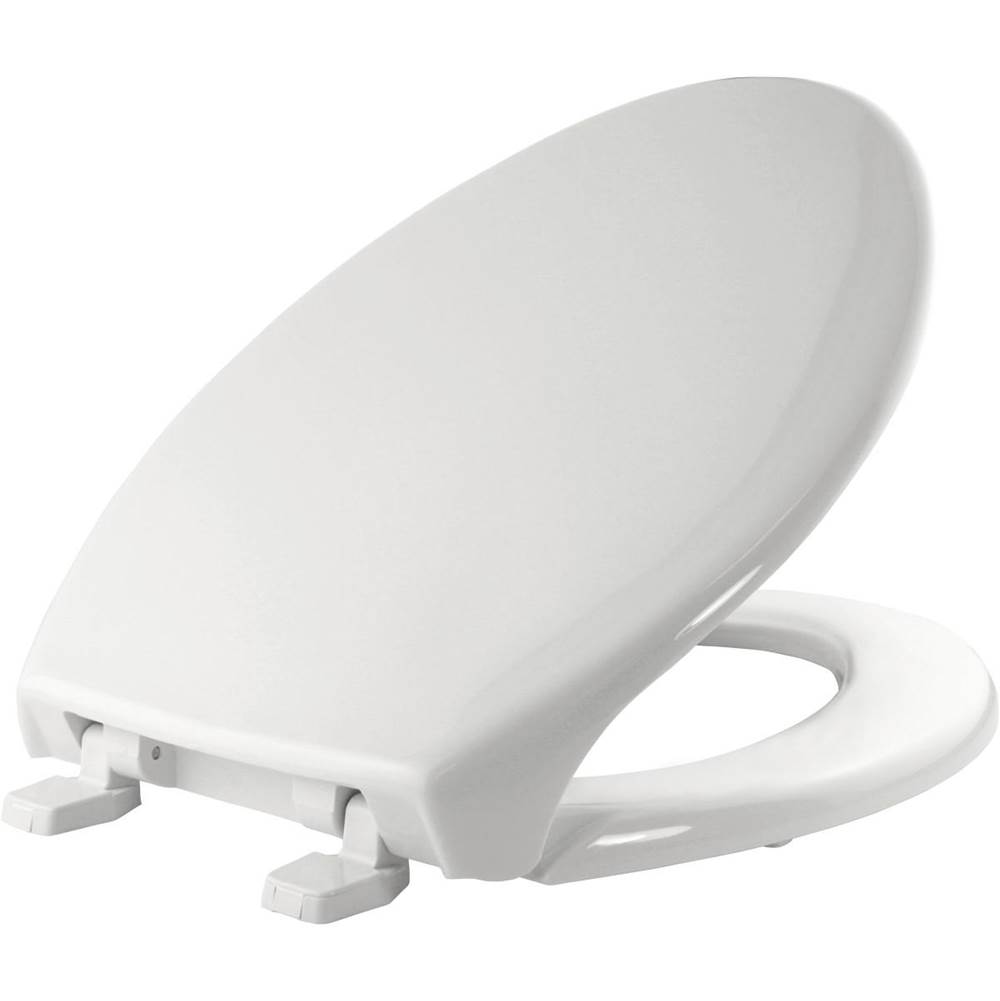 Bemis Elongated Commercial Plastic Closed Front With Cover Toilet Seat with Top-Tite Hinge - White