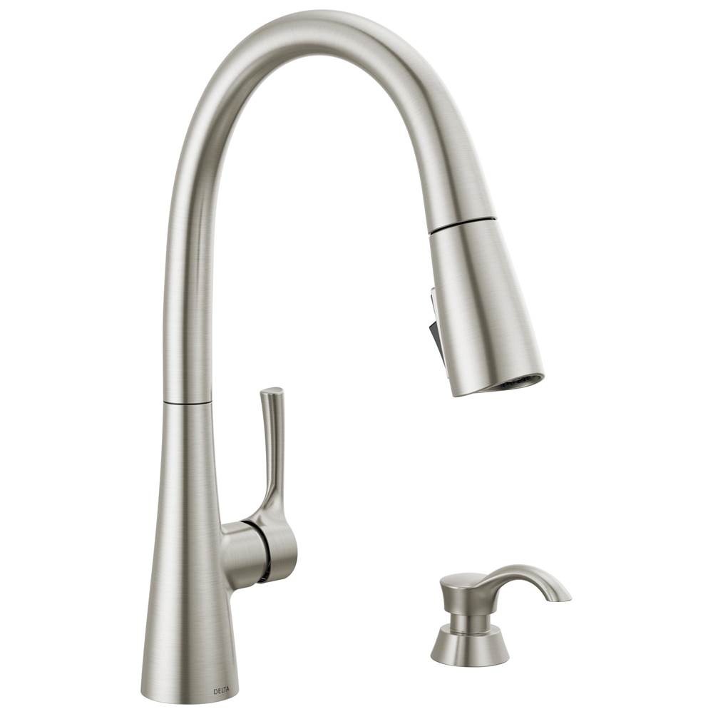 Delta Faucet Auburn™ Single Handle Pull-Down Kitchen Faucet with Soap Dispenser and ShieldSpray Technology