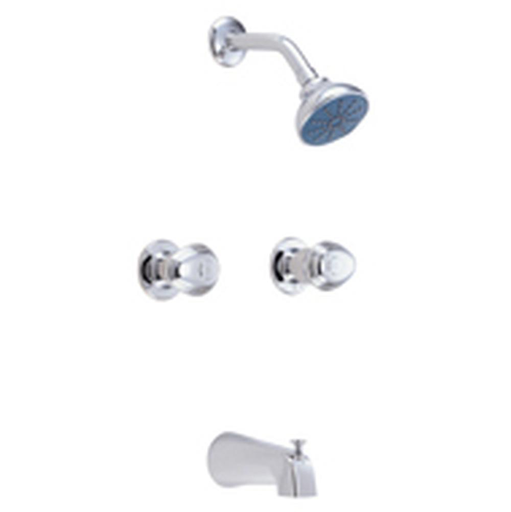 Gerber Plumbing Gerber Hardwater Two Handle Sliding Sleeve Escutcheon Tub & Shower Fitting with Threaded Diverter Spout 1.75gpm Chrome