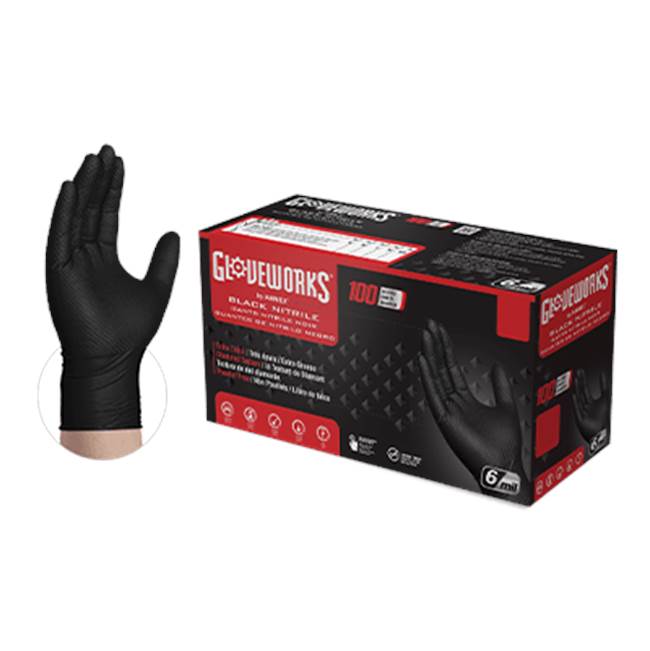 Gloveworks Black Nitrile PF Industrial XX-Large Gloves