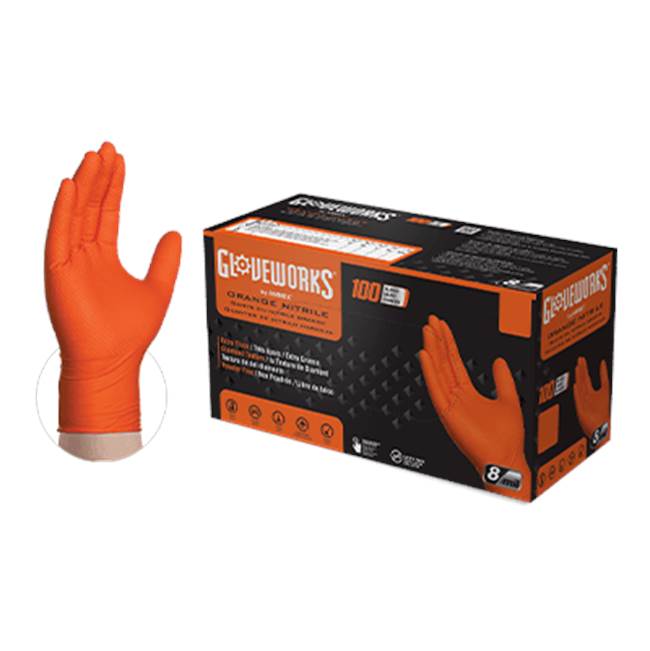 Gloveworks Orange Nitrile PF Industrial X-Large Gloves