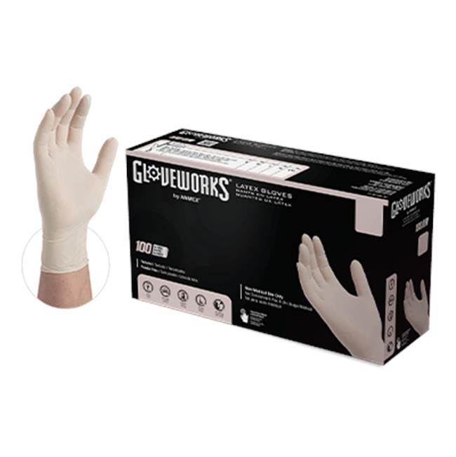 Gloveworks Ivory Latex PF Industrial Large Gloves