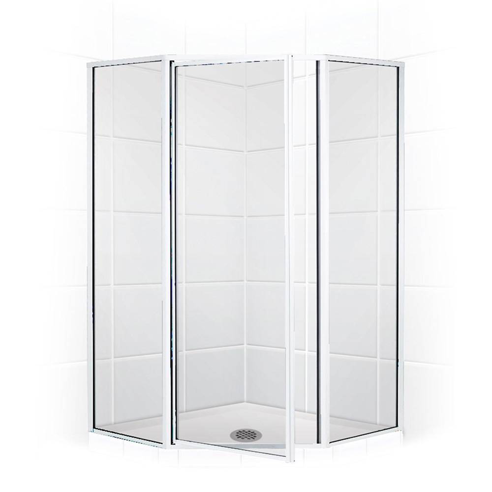 Mustee And Sons Neo Angle Shower Enclosure with Clear Glass, 36'', Chrome