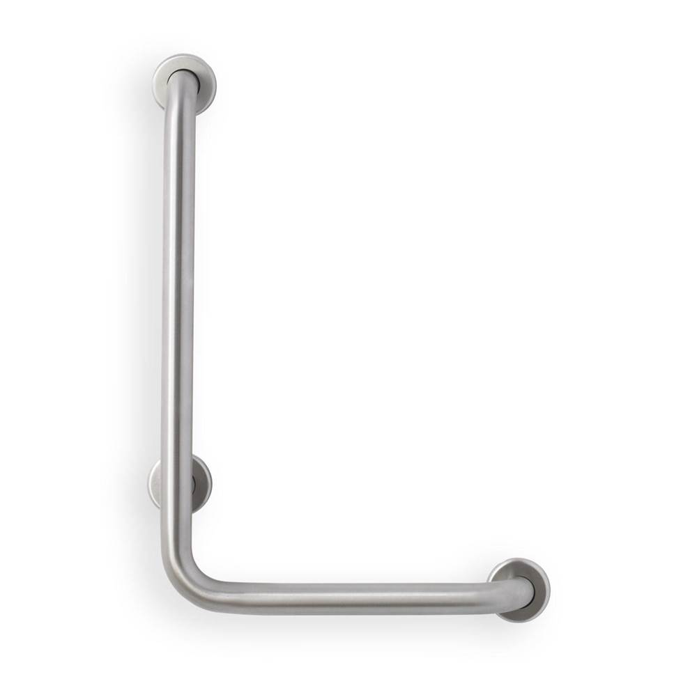 Mustee And Sons Grab Bar, 24''x16'' L, 1.5'', 90 deg Angle, Left Hand, Smooth, Stainless Steel