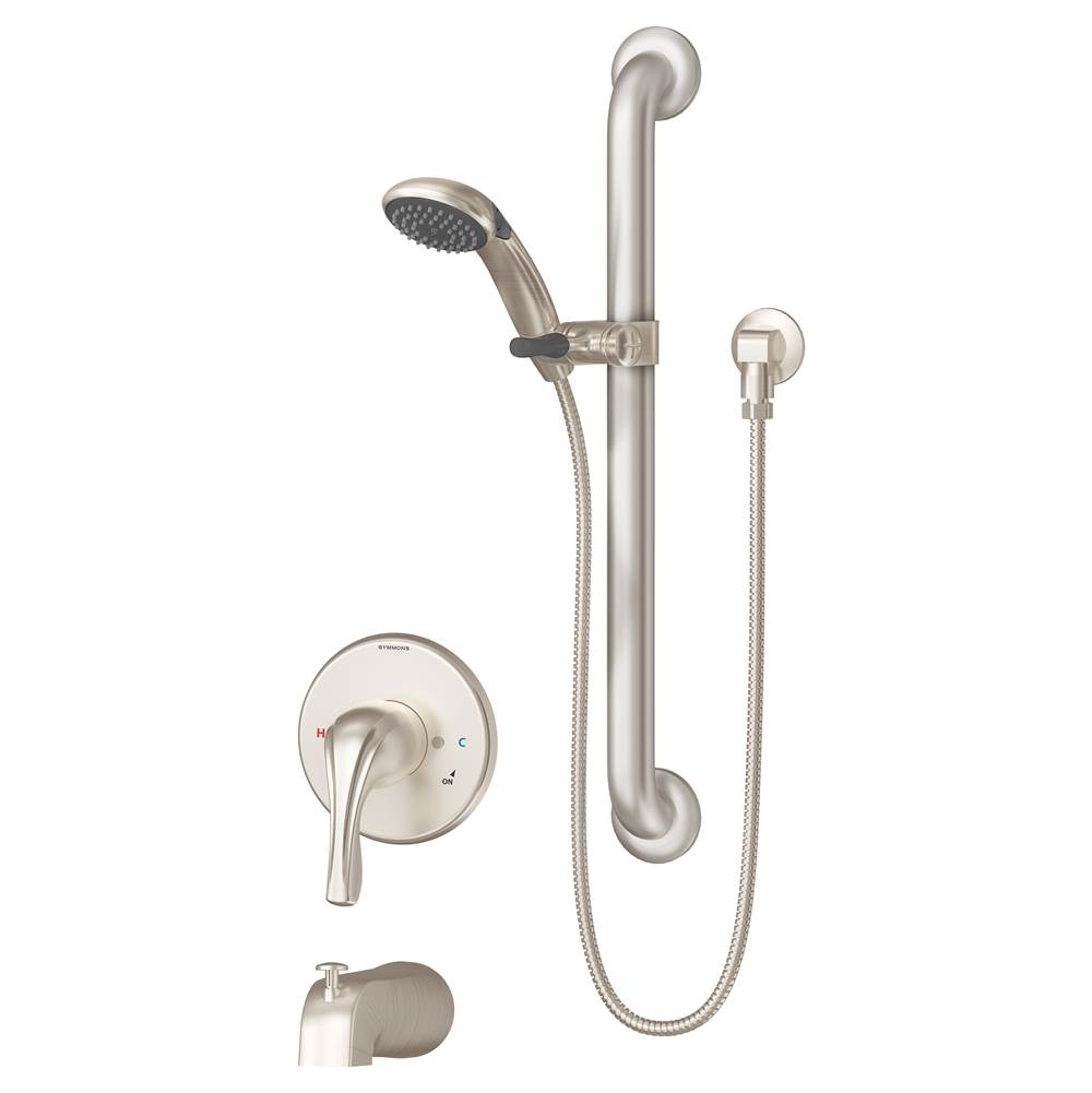 Symmons Origins Single Handle 1-Spray Tub and Hand Shower Trim in Satin Nickel - 1.5 GPM (Valve Not Included)