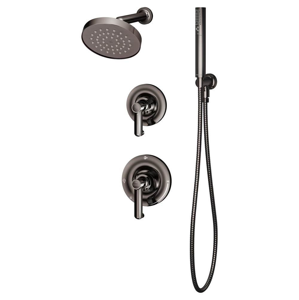 Symmons Museo 2-Handle 1-Spray Shower Trim with 2-Spray Hand Shower in Polished Graphite (Valves Not Included)