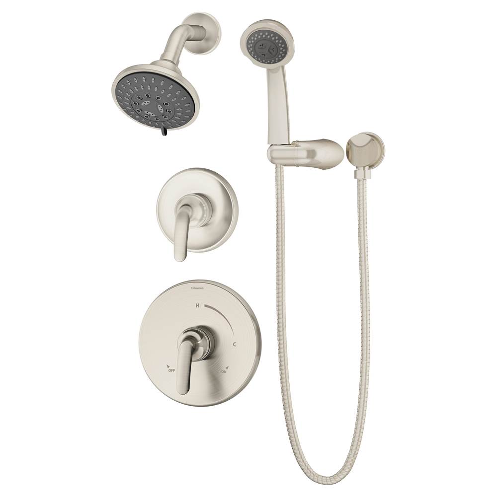 Symmons Elm 2-Handle 5-Spray Shower Trim with 3-Spray Hand Shower in Satin Nickel (Valves Not Included)