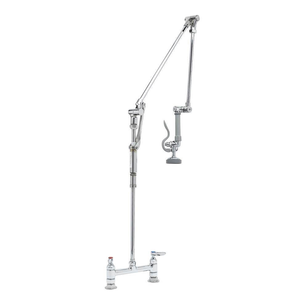 T&S Brass Pre-Rinse, Roto-Flex Design, Deck Mount Base, 8'' Centers, 42'' Overall Height