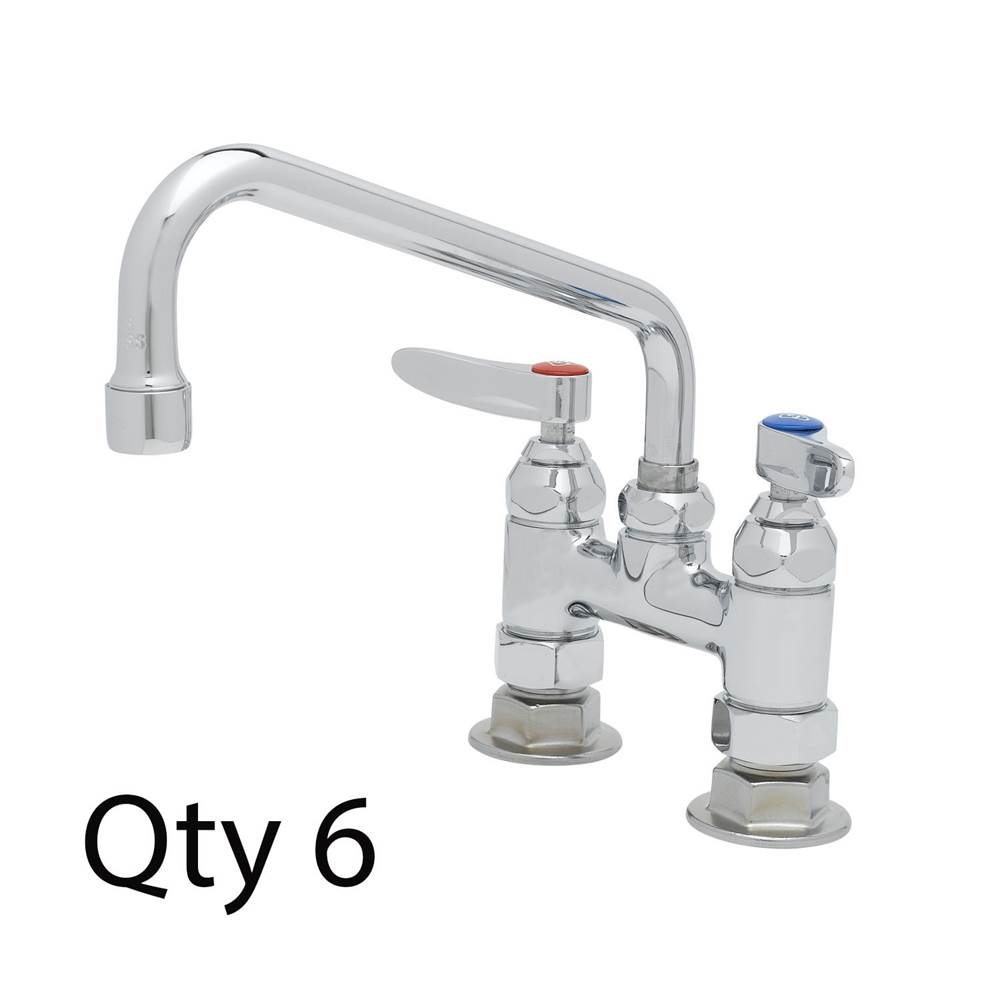 T&S Brass Double Pantry Faucet, Deck Mount, 4'' Centers, 8'' Swing Nozzle (060X) (Qty. 6)