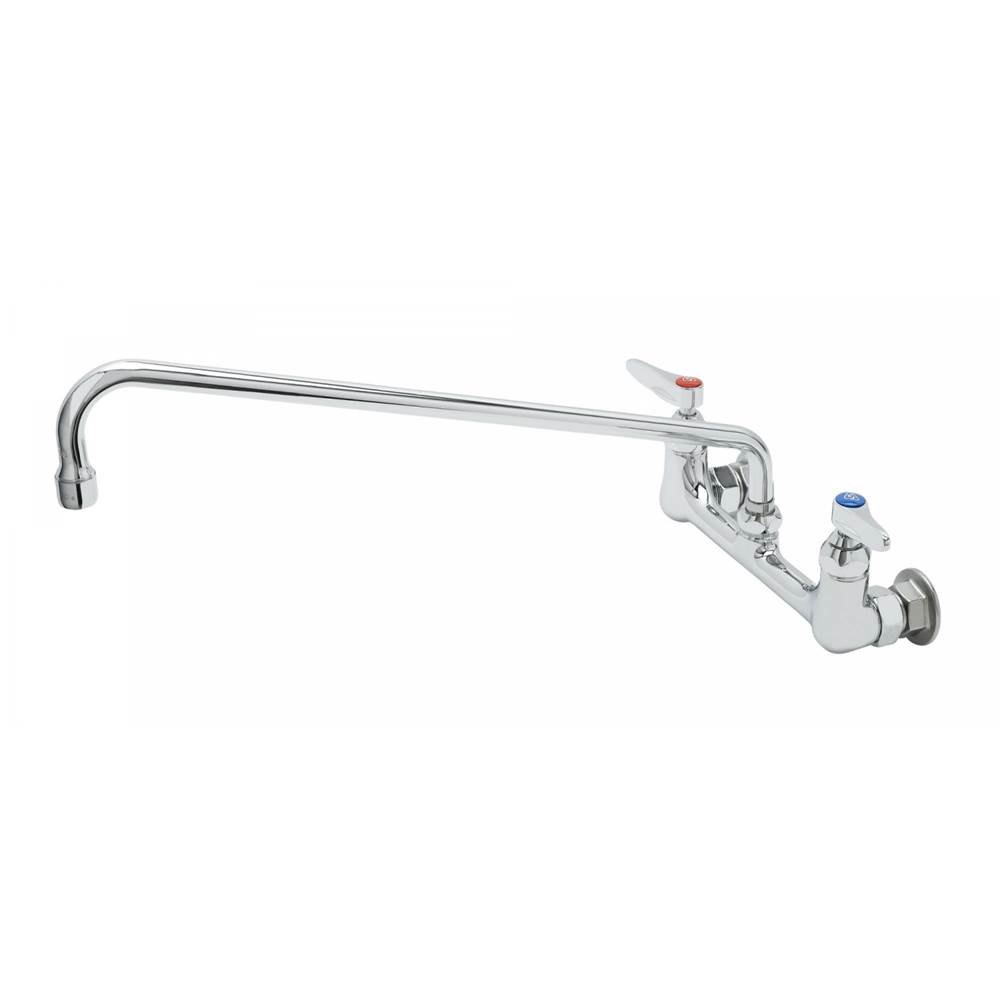 T&S Brass 8'' Wall Mount Base Faucet, 18'' Swing Nozzle, 2.2 GPM Aerator, Lever Handles