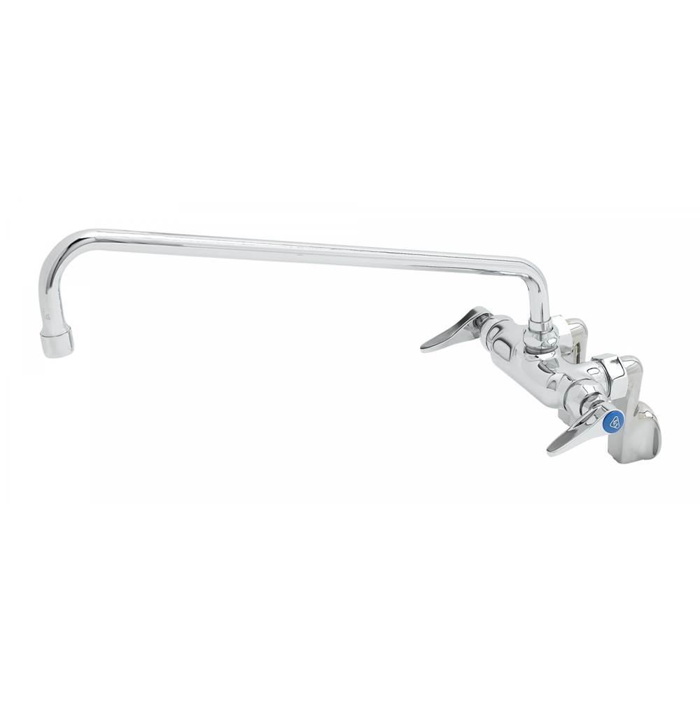 T&S Brass Double Pantry Faucet, Wall Mount, Adjustable Centers, 16'' Swing Nozzle, Lever Handles