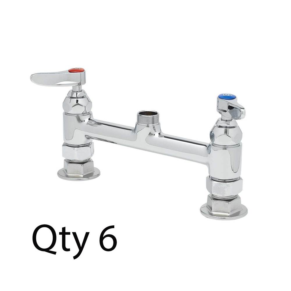 T&S Brass Double Pantry Rigid Base Faucet, Deck Mount, 8'' Centers, Less Nozzle (Qty. 6)