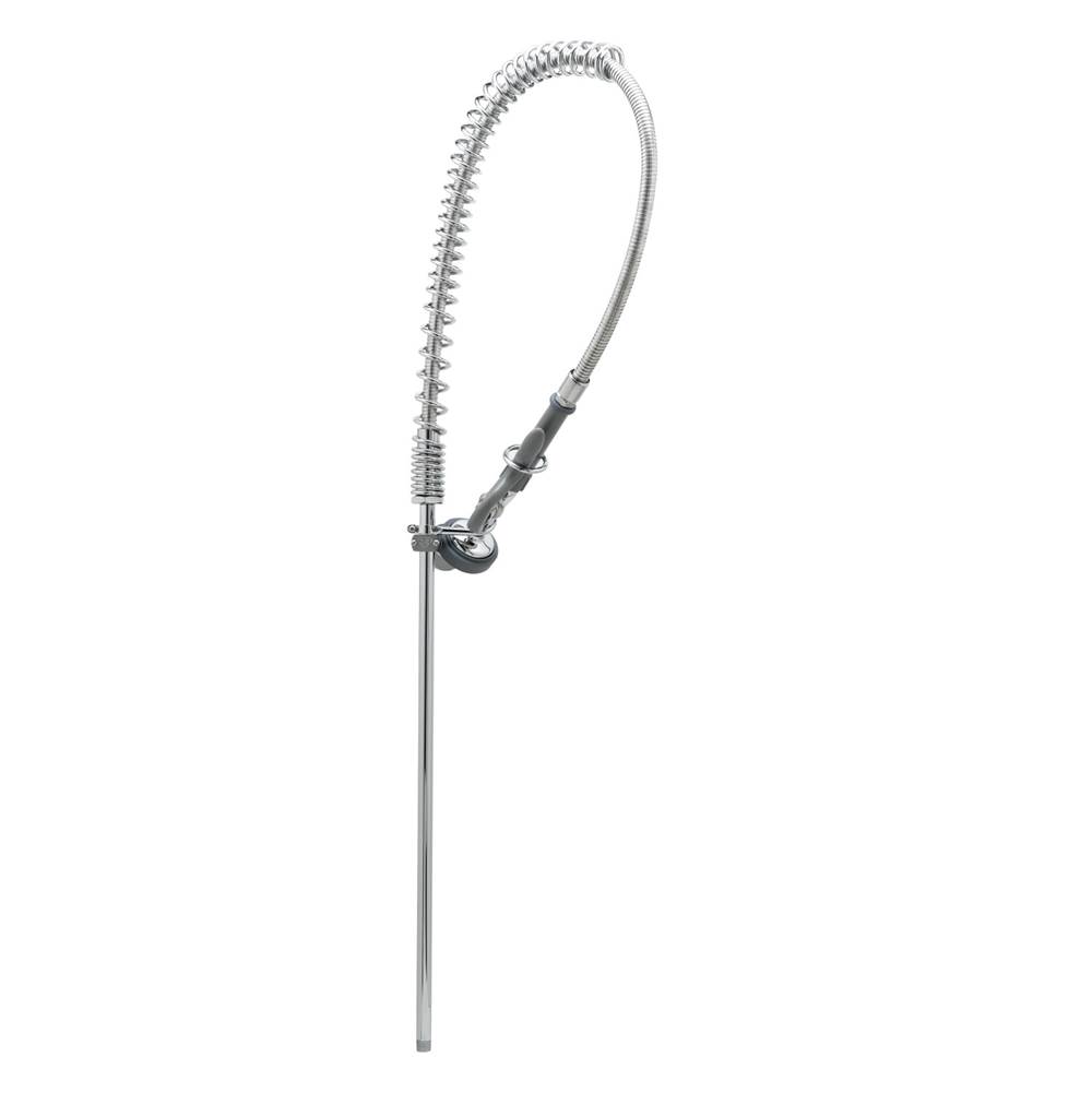 T&S Brass Pre-Rinse Assembly, 44'' Stainless Steel Hose, Self-Closing Squeeze Valve, Wall Bracket