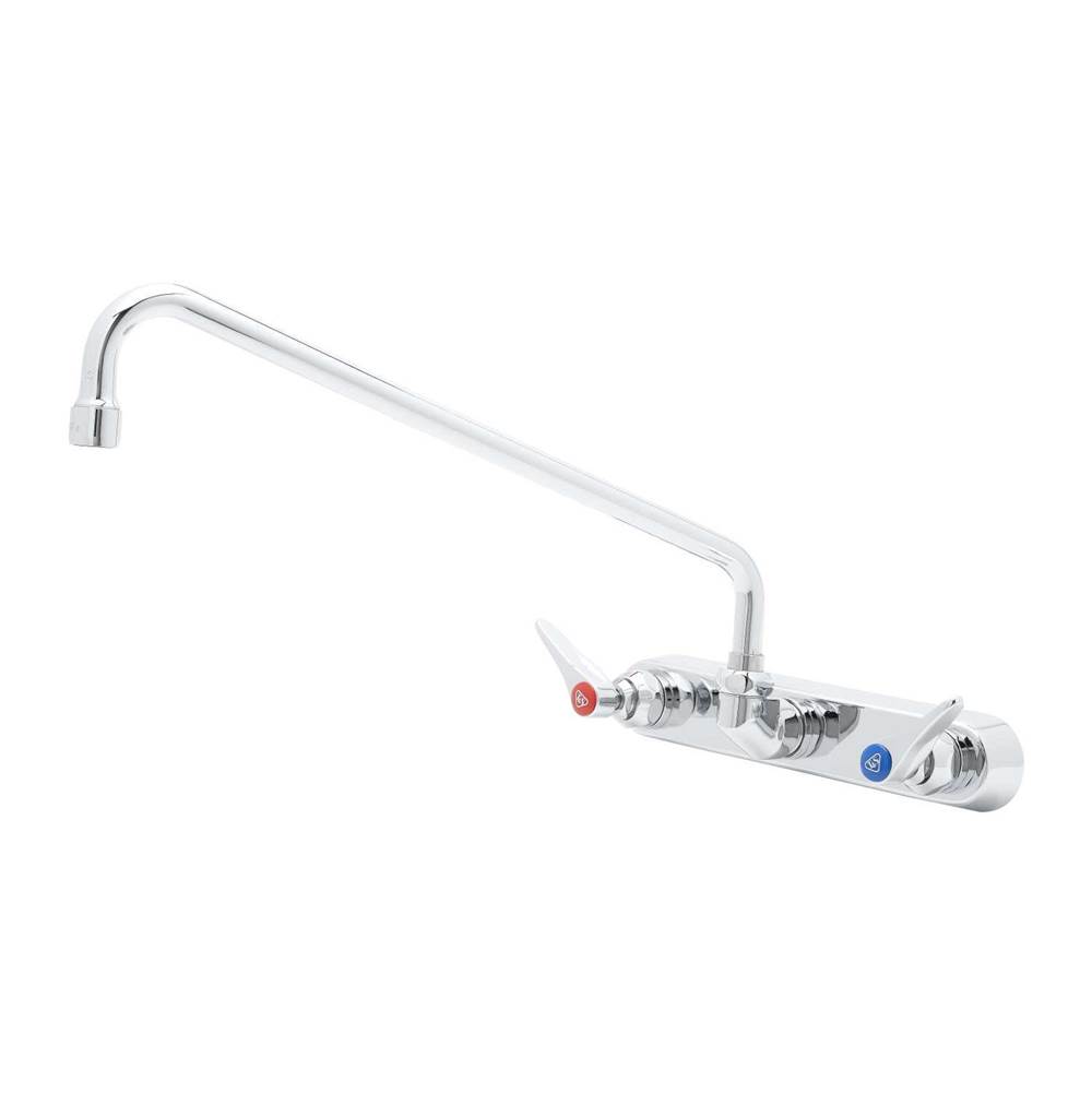 T&S Brass Workboard Faucet, Wall Mount, 8'' Centers, 14'' Swing Nozzle, Aerator, Lever Handles