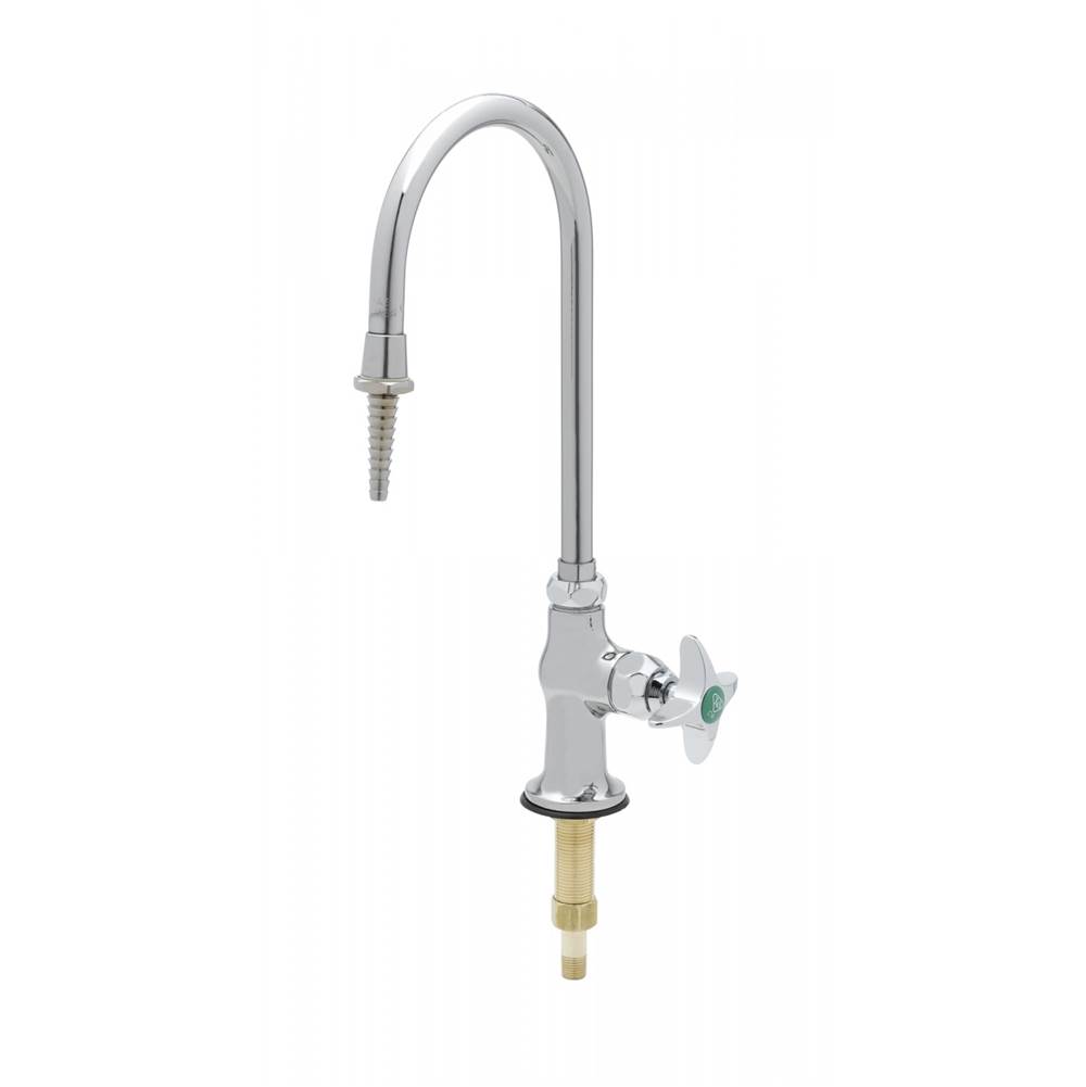 T&S Brass Lab Faucet, Single Temp. Control, Swivel/Rigid Gooseneck, Serrated Tip, 4-Arm Handle