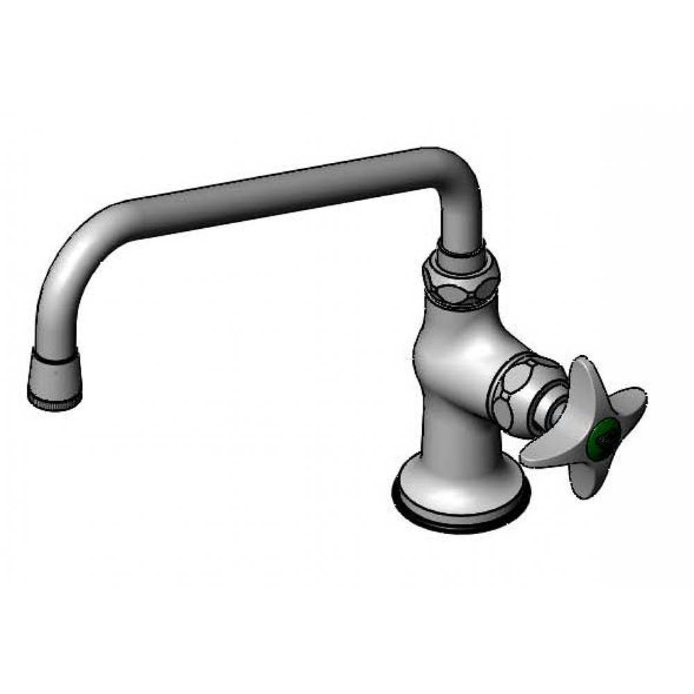 T&S Brass Lab Faucet, Single Temperature, 9'' Swing Nozzle, Stream Regulator Outlet, 4-Arm Lab Handle