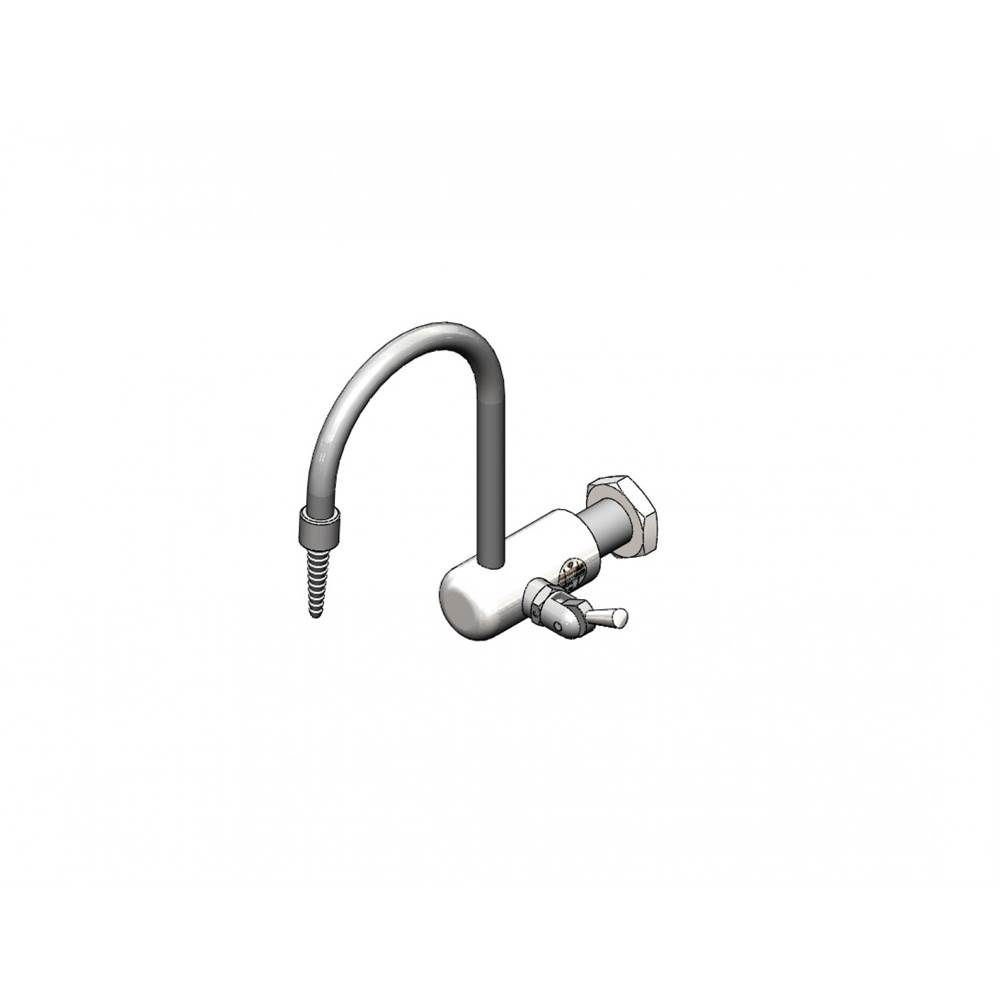 T&S Brass Lab Faucet, Wall Mount, Gray PVC, Rigid Gooseneck, Serrated Tip, 3/8'' NPT Female Inlet (Pure Water Applications)