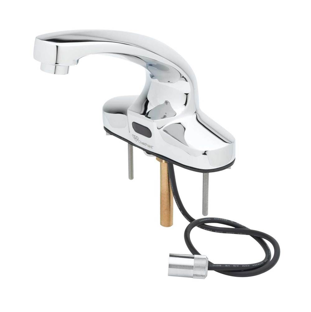 T&S Brass ChekPoint Electronic Faucet, 4'' Deck Mount, Gooseneck, Less Mixing Valve & Supply Hoses