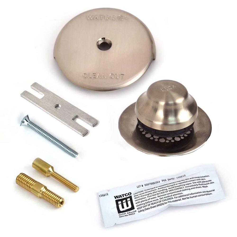 Watco Manufacturing Universal Nufit Foot Actuated Trim Kit - Silicone Brushed Nickel Grid Strainer 3/8-5/16 And No.10-24 Adapter Pins Carded