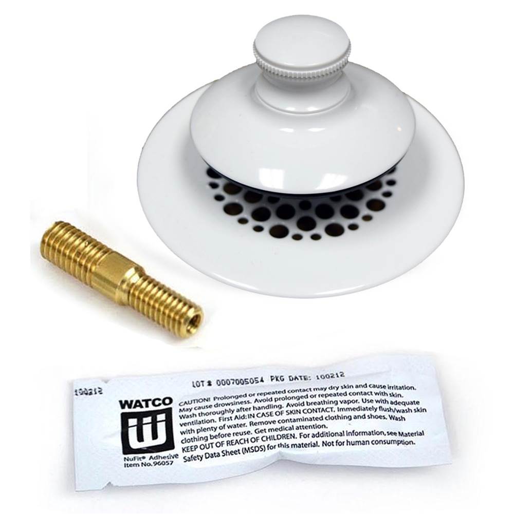 Watco Manufacturing Universal Nufit Pp Tub Closure - Silicone Chrome Brushed Grid Strainer 3/8-5/16 Adapter Pin Brass