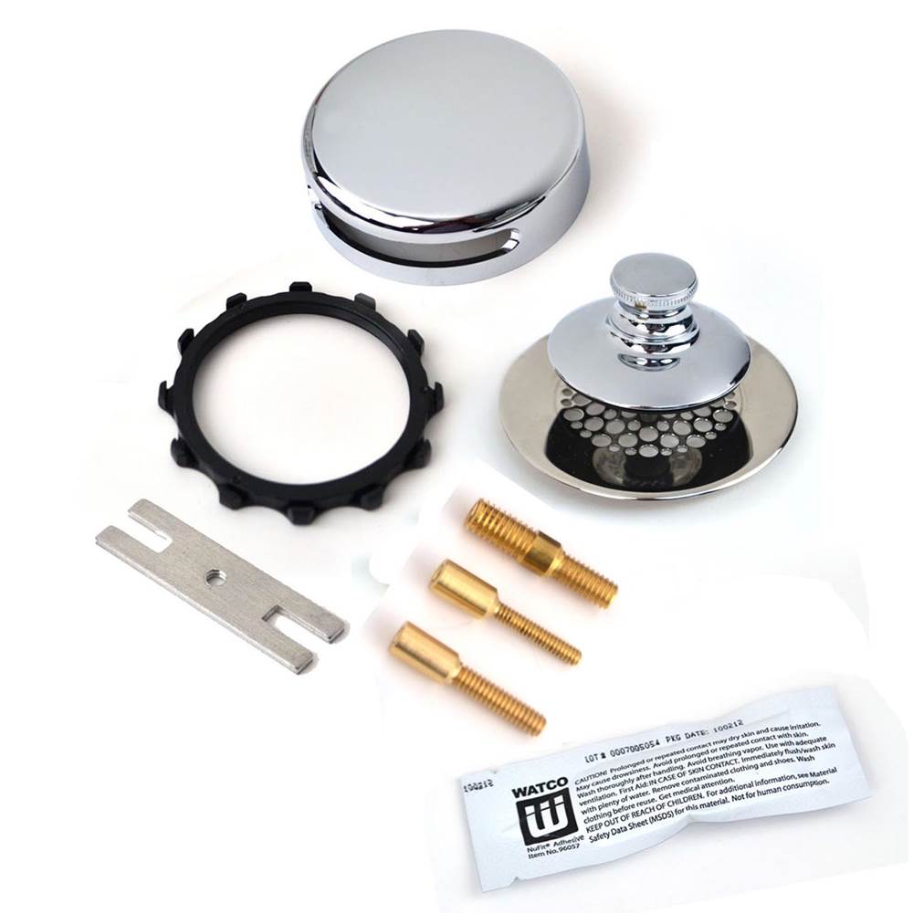 Watco Manufacturing Universal Nufit Innovator Pp Trim Kit - Silicone Chrome Plated Grid Strainer All 3 Threaded Adapter Pins