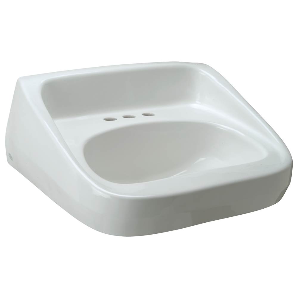 Zurn Industries 20x18 Wall-Mount High-Back Sink/Lavatory, 4'' Centers, White Vitreous China