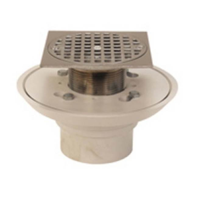 Zurn Industries 2-inch Cast-Iron No-Hub Shower Drain with 5-inch Chrome-Plated Strainer