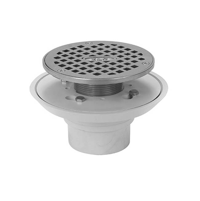 Zurn Industries 2-inch PVC Shower Drain with 4 ¼ -inch Round Adjustable Chrome-Plated Strainer