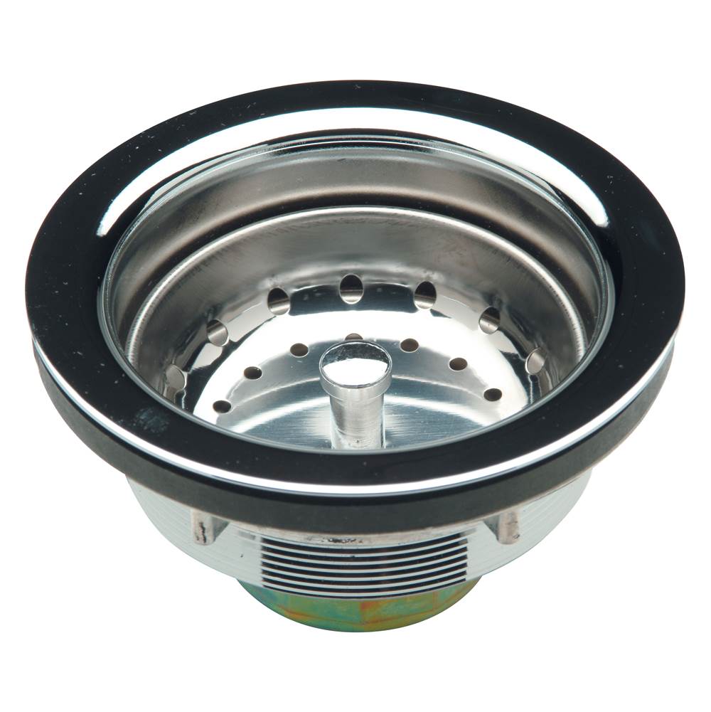 Zurn Industries 4-Prong Basket Strainer with Neoprene Stop/ and ''It Can''t Skip'' Locknut, Chrome-Plated Brass/Stainless Steel