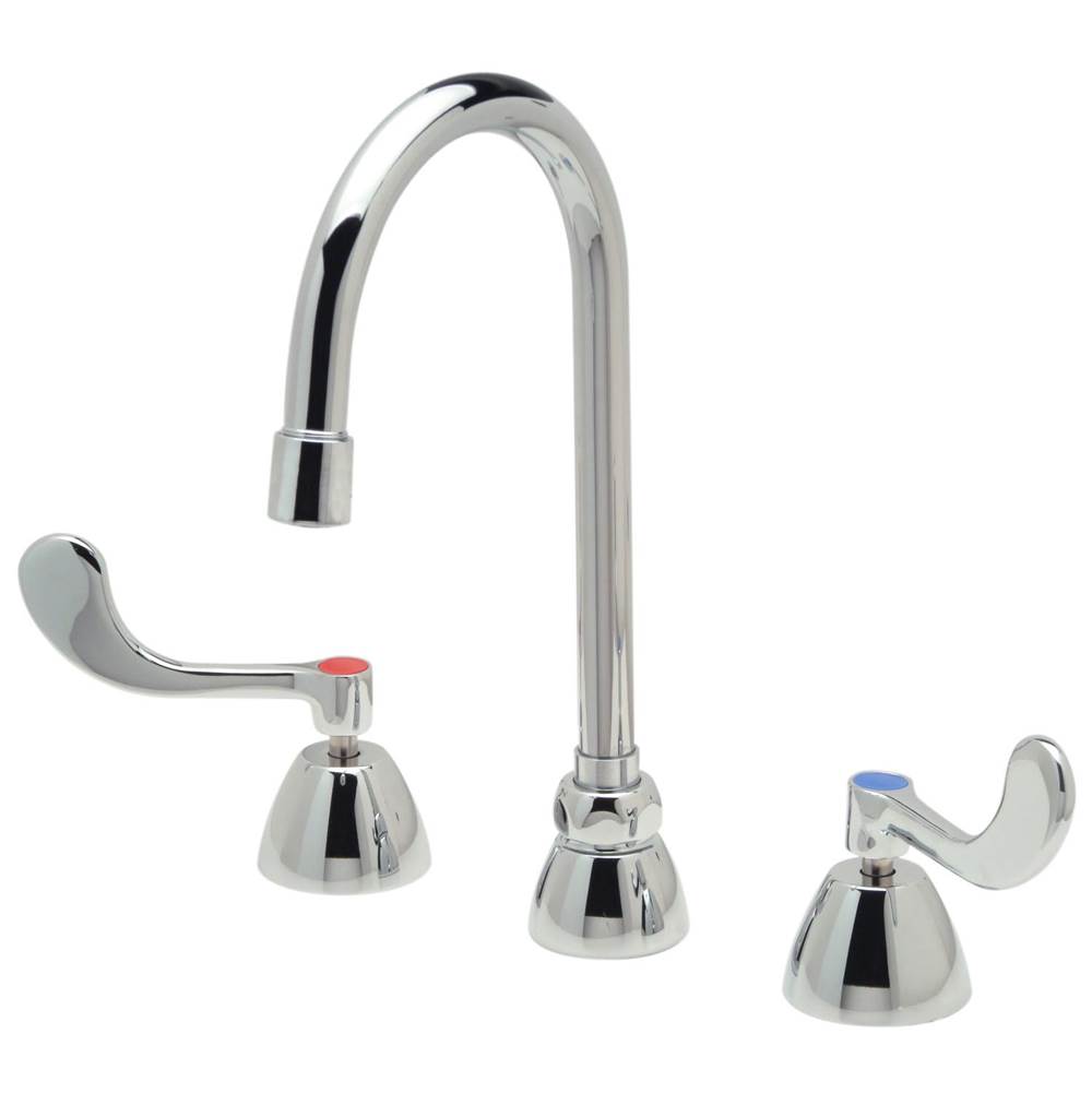 Zurn Industries AquaSpec® Widespread Gooseneck Faucet, 5 3/8'' Spout, 1.5 gpm Vandal-Resist Pressure Laminar, Cop/ Tubes, Wrist Blades