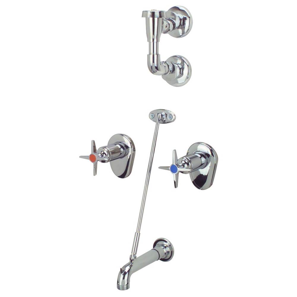 Zurn Industries AquaSpec® 8'' Clinical Service Sink Faucet -Integral Stops, Elevated Vacuum Breaker, Pail Hook, Wall Brace, 4-Arm Handles